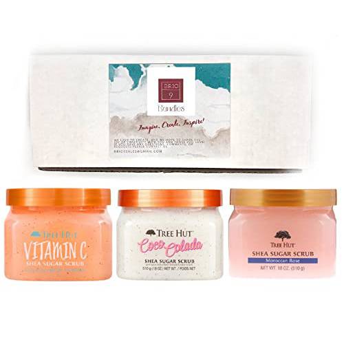 Exfoliating Body Scrub Variety Gift Set Includes Coco Colada Vitamin C Moroccan Rose.