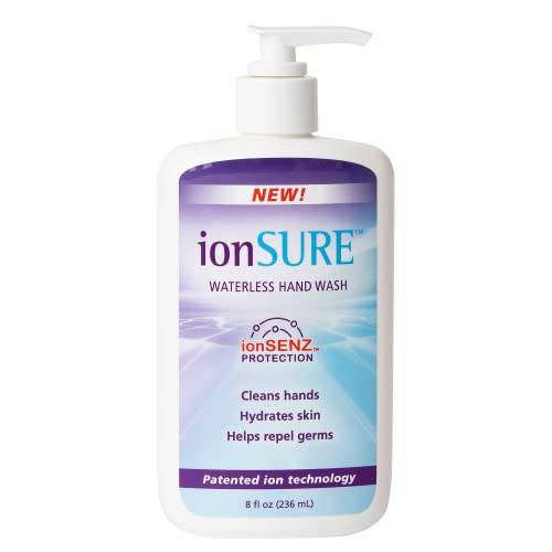 ionSURE Waterless Moisturizing Hand Wash - Instant Triple-Action Waterless No-Rinse Hand Cleaner with ionSENZ, Aloe, and Vitamin E Moisturizer, 8oz