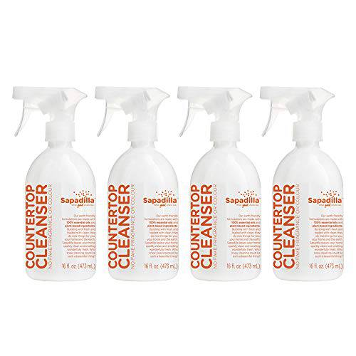 Sapadilla Grapefruit + Bergamot Biodegradable Countertop Cleanser Spray, 16 Ounce, (Pack of 4)