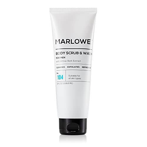 MARLOWE. No. 104 Men’s 2-in-1 Body Wash & Scrub 8 Oz | Exfoliating Body Cleanser Fights Dryness | Made with Natural Ingredients | Willow Bark Extract