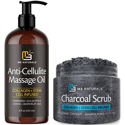 M3 Naturals Anti Cellulite Massage Oil with Charcoal Body Scrub