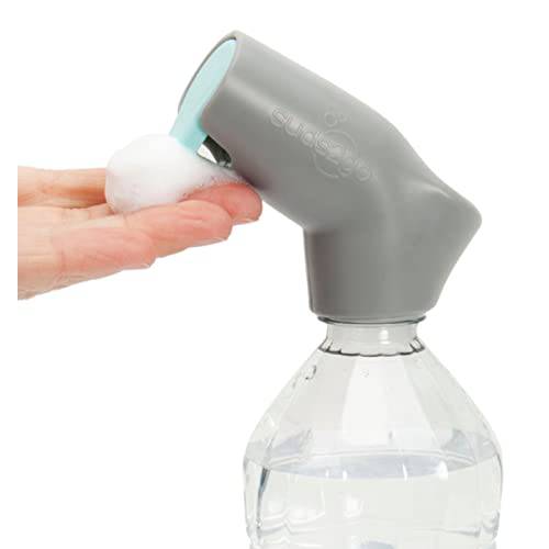 Suds2Go Refillable Caps, 2 Pack - Universal Fit Turns Most Disposable Water Bottles Into A Hand Washing Station - Includes Refillable Soap Reservoir - Conveniently Sized to Take on the Go - Grey