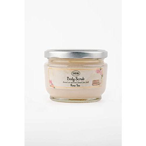 Sabon Body Scrub — Rose Tea | Exfoliating Dead Sea Salt Body Scrub | Bergamot, White Rose, Jasmine | For All Skin Types | 20.2 Oz
