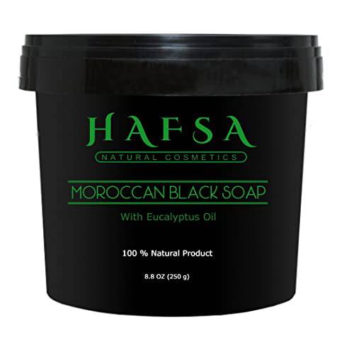 Moroccan Black Soap with Eucalyptus - Beldi Soap - 100% Natural Vegan Skin Exfoliating Hydrating Moisturizing Cleanser Nourishing, Body Scrub, Body Wash, SLS-free, Paraben-free.
