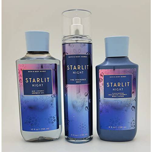 Bath & Body Works - Starlit Night - 3 pc Bundle - Trio - Shower Gel, Fine Fragrance Mist and Body Lotion - 2021