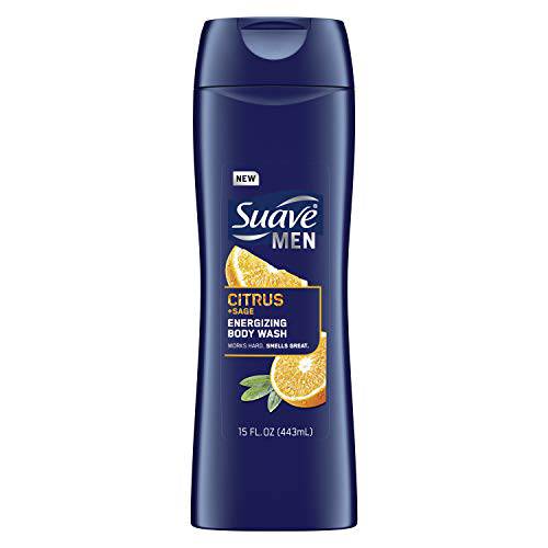 Suave Men Body Wash for Men Citrus & Sage Bodywash with Energizing, Clean Scent 15 oz