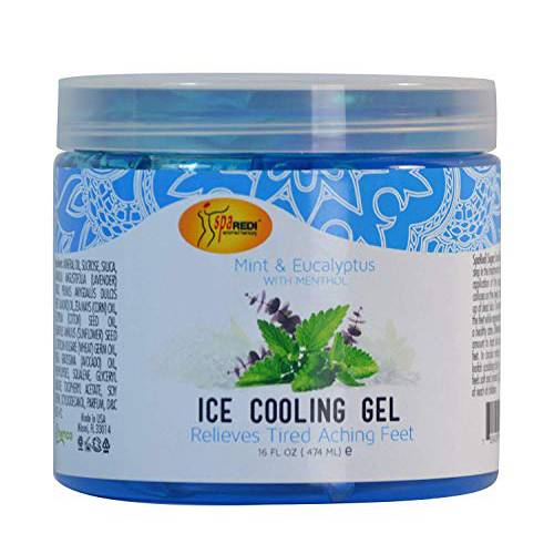 SPA REDI - Massage Cooling Gel for Pedicure, Mint and Eucalyptus Oil with Menthol 16 Oz, Peppermint Extract - Professional Strength Pedicure Foot and Leg Ice Cooling Gel Massage Therapy,
