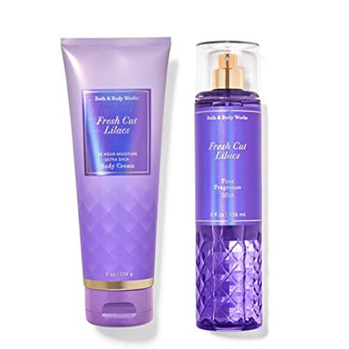 Bath and Body Works - Fresh Cut Lilacs - Gift Set - Fine Fragrance Mist & Body Cream - 2021