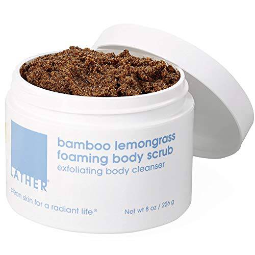 LATHER Bamboo Lemongrass Foaming Body Scrub | Body Wash | Exfoliating Body Scrub | Spa Quality | Body Skin Care Products | Body Scrubber | Body Scrub, Hand Scrub & Leg Exfoliator | 8 Oz Jar