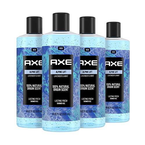AXE Body Wash For Men Alpine Lift, Skin Care with 100% Natural origin scent and Plant Based Ingredients 18 oz, 4 Count