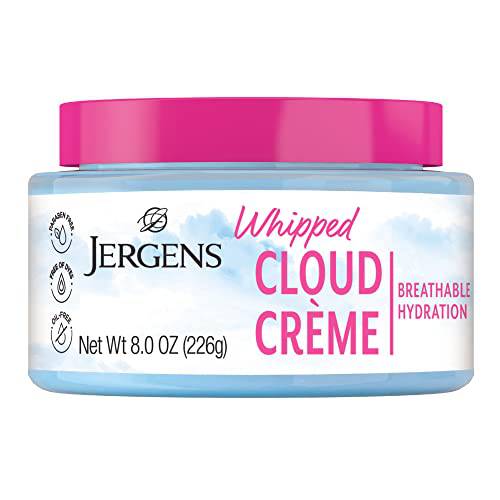 Jergens Whipped Moisturizing Cream, Body and Face Moisturizer for Dry Skin, Breathable Non-Greasy Hydration, Dermatologist Tested, Paraben and Dye Free, 8 Ounce