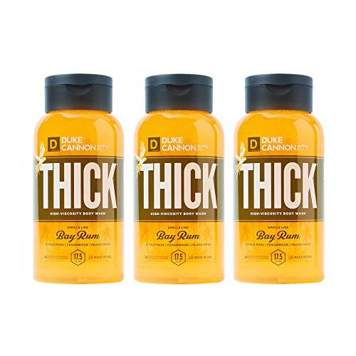 Duke Cannon Supply Co. THICK High-Viscosity Body Wash for Men Smells Like Bay Rum Multi-Pack - Premium Ingredients, Plant-Based Thickeners, Superior Lather, Natural Exfoliate, 17.5 Fl Oz (3 Pack)