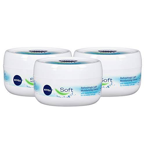 NIVEA Soft Cream, Refreshingly Soft Moisturizing Cream, Body Cream, Face Cream, and Hand Cream, 3 Pack of 6.8 Oz Jars