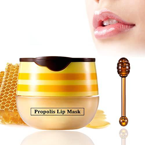 Honey Lip Mask，QIUFSSE Bee Balm Lip Balm Honey Pot Lip Masks for Dry Lips Bee Balm for Lip Care Lip Moisturizing Cracked Lip Scrubs Exfoliator