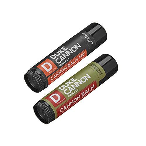 Duke Cannon Lip Balm with SPF Variety Set, Large 0.56oz: (1) Tactical Lip Protectant - Fresh Mint and (1) 140 Tactical Lip Protectant - Blood Orange Mint
