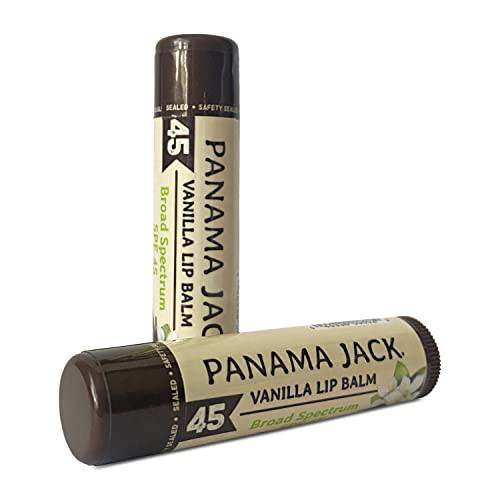 Panama Jack Sunscreen Lip Balm - SPF 45, Broad Spectrum UVA-UVB Sunscreen Protection, Prevents & Soothes Dry, Chapped Lips, Vanilla, 2-pack