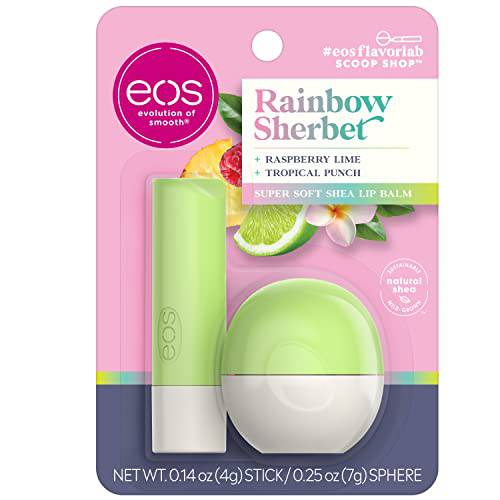 eos FlavorLab Lip Balm- Rainbow Sherbet, Long-Lasting Hydration, Shea Lip Care Products, 0.39 oz, 2-Pack
