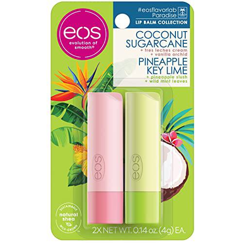 eos FlavorLab Paradise Lip Balm - Coconut Sugarcane & Pineapple Key Lime | Long-Lasting Hydration | Lip Care for Dry Lips |0.14 Ounce-2 Count(Pack of 1)