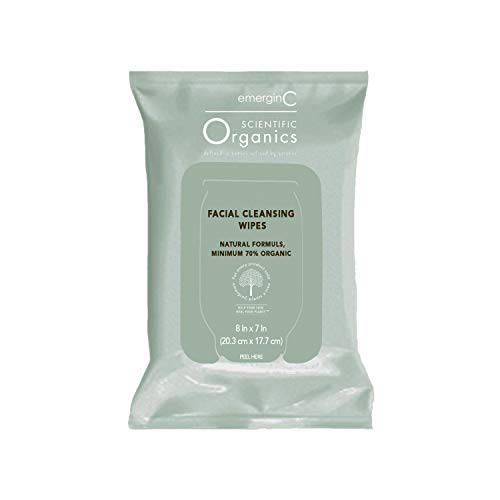 emerginC Scientific Organics Biodegradable Facial Cleansing Wipes - Makeup Remover Wipes with Nourishing Aloe, Witch Hazel + Fruit Extracts (Pack of 30)
