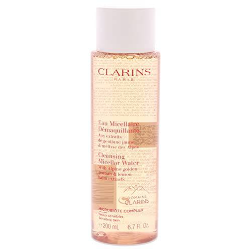 Clarins Cleansing Micellar Water | Quickly Removes Make-Up, Pollution and Grime | No Rinse Needed | Preserves Skin’s Microbiota | Safe For Use on Eyes, Face and Lips | Dermatologist Tested