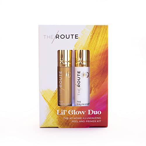 The Route Beauty LIL’ GLOW DUO The At-Home Illuminizing Peel and Primer Kit: Includes The Party Peel Golden Illuminizing Peel and The Girlfriend Skin-Loving Glow Primer (0.27 Fl Oz)