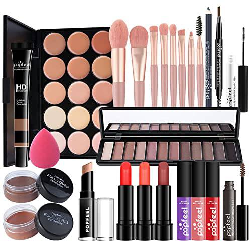 All-In-One Makeup Kit, 8 Pcs Complete Makeup Gift Set Full Kit Combination with Eyeshadow Blush Lipstick Concealer etc, Essential Starter Bundle for Women, Pro Multi-purpose Beauty Cosmetic Set2