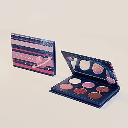 READY TO SHINE Pocket-Sized Small Eyeshadow Palette with 6 Highly Pigmented Matte, Frost, and Shimmer, Saturn Voyage Mini Travel Eyeshadow Palette