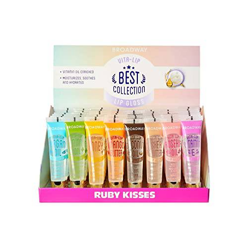 KISS LIPGLOSS Broadway Clear Lip Gloss, Non-Sticky Vitamin Oil Enriched Super Glossy 48PCS
