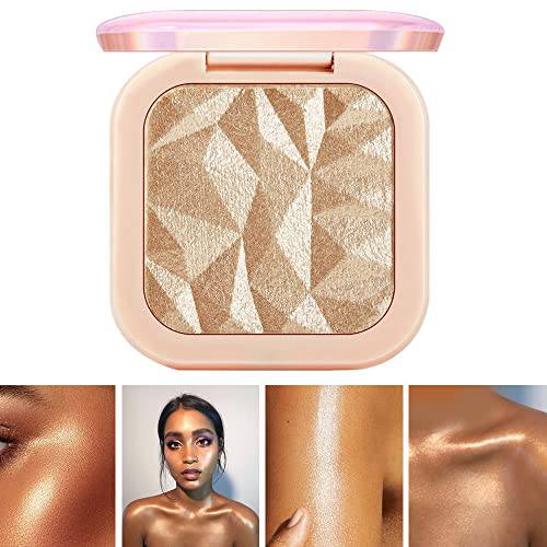 Shimmer Glitter Bronzer and Highlighter Makeup Palette,Champagne Gold Highlighter Pallet, Face Body Brightens,High Pigment Shiny Powder, Longwear Makeup,Highlight Shaping Trimming Makeup & Luminizers