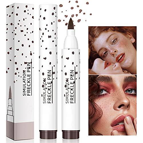 PASNOWFU Colors Freckle Pen, 2Pcs Natural Lifelike Freckle Makeup Pen Waterproof Long-lasting Magic Freckles Makeup Tool for Natural Effortless Makeup (2PCS Dark Brown)