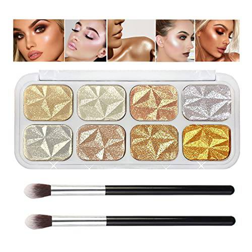 Shimmering Body Highlighter Makeup Palette Glitter Face Highlight Contouring Makeup Palette Smooth Glitter Powder Nose Eye Contour Palettes Glow Illuminator for Face & Body Women Cosmetics(Multicolor)