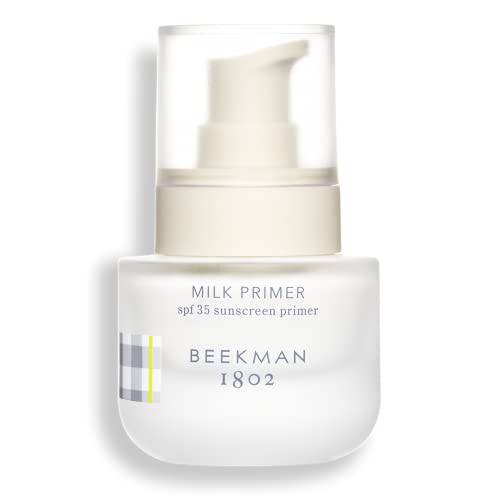Beekman 1802 - Milk Makeup Primer SPF 35 2-In-1 Daily Sunscreen Defense & Makeup Perfecter - Invisible, Natural, Mineral, Zinc Oxide Sunscreen & Face Primer for Sensitive Skin - 0.5 oz