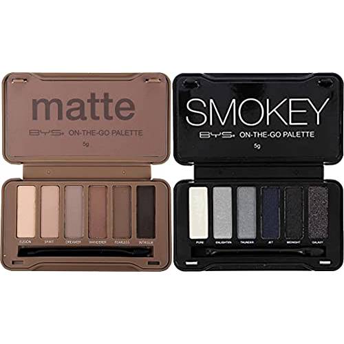 BYS On-The-Go Eyeshadow Palette, 6 Shades with Mirror and Applicator (2-Pack, Honey & Berry)