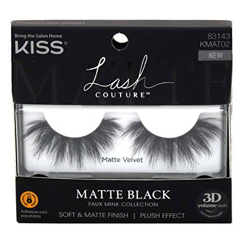 Kiss Lash Couture Matte Black Faux Mink 3D Matte Velvet (Pack of 3)