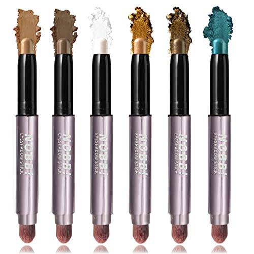 Nobb 6 Pcs Eyeshadow Stick Sets,Metallic Eyeshadow Stick,Cream Shimmer Eyeshadow,matte Pearlescent,Waterproof Eyeshadow Stick Sets