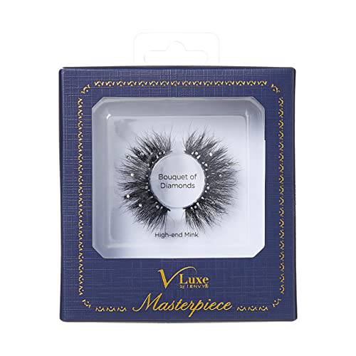 Vluxe by iEnvy Lashes with Rhinestones Masterpiece Mink Lashes, Diamond False Eyelashes (Bouquet of Diamonds)