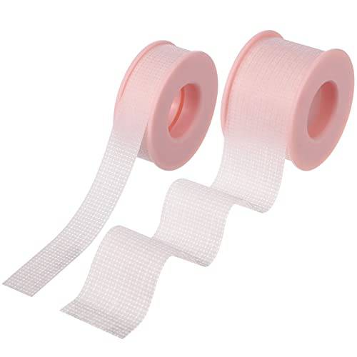 Lash Tapes 2 Rolls Silicone Gel Cross Texture Direction Eyelash Tapes for Lash Extensions Supplies Adhesive Pink Eye Lashes Breathable Tools Breathable Lash Extension Tape, 3.9 Yard Length, 2 Width