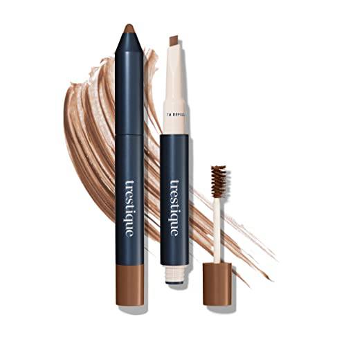 trestique Brow Pencil And Gel, Refillable Eye Brow Pencil With Built-In Brow Gel, Clean Beauty Eyebrow Pencil And Brow Gel, Sustainable 2-In-1 Brow Pencil And Brow Gel