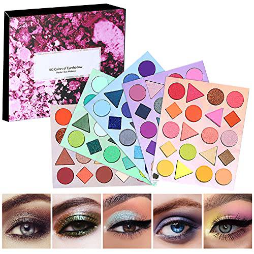 100 Colors Eyeshadow Palette, Highly Pigmented Professional Makeup Kit Long Lasting Waterproof, Matte Shimmer Metallic Glitter Rainbow Eye Shadow Palettes Set Gift for Valentine’s Day