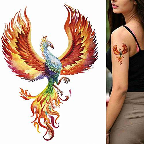 Dopetattoo 6 Sheets Temporary Fake Tattoos for Men Adults Phoenix Temporary Fake Tattoo for Women Neck Arm Chest for Woman