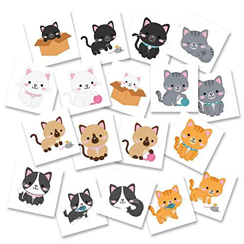 Kitten Temporary Tattoos | Pack of 36 | MADE IN THE USA | Skin Safe | Party Supplies & Favors | Removable