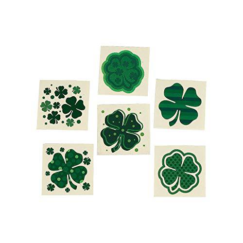 Fun Express - Shamrock Patterned Tattoos for St. Patrick’s Day - Apparel Accessories - Temporary Tattoos - Regular Tattoos - St. Patrick’s Day - 72 Pieces