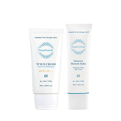 Korean Skin Care Beauty, Perfect Pair Bundle for Sun Protected Skin, TP Sun Cream + Intensive Blemish Balm
