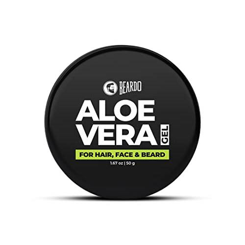BEARDO Aloe Vera Gel for Beard, Hair & Skin (1.67 oz) |Multipurpose Face Gel For Men | Absorbs Quickly | Soothes Skin from Irritation | Nourishes Skin, Hair and Beard