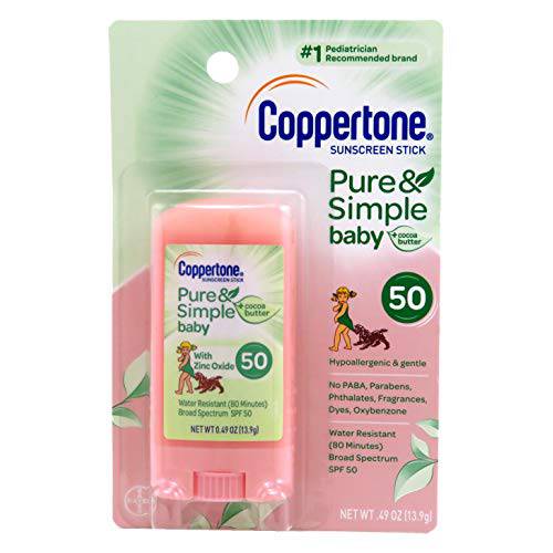 Coppertone Spf50 Waterbabies Pure & Simple Stick 0.49 Ounce (14ml) (2 Pack)