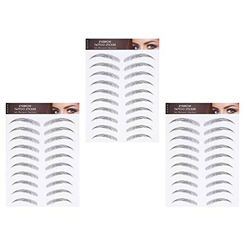 Lurrose Eyebrow Sticker Waterproof, 6D Temporary Brow Tattoos False Eyebrow Stick On Eyebrow Transfer Tattoos for Women, 3sheets (type1)