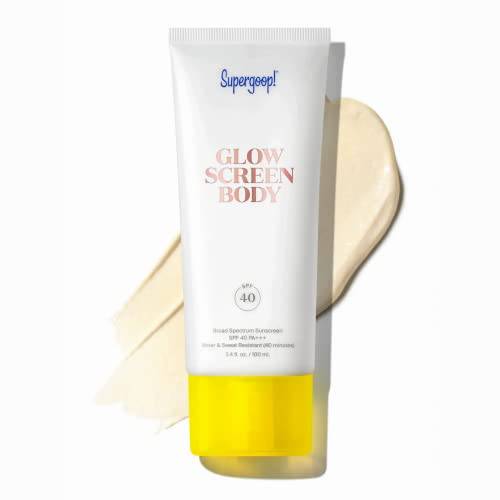 Supergoop Glowscreen Body SPF 40 PA+++, 3.4 fl oz - Body Lotion + Broad Spectrum Sunscreen with Subtle Shimmer - Adds Instant Glow & Hydration - Contains White Stargrass & Coconut Alkanes