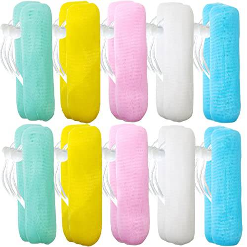 GXXMEI 20PCS Exfoliating Mesh Soap Pouch Mesh Soap Saver Bag Bubble Foam Net for Body Facial Cleaning Tool, 5 Colors