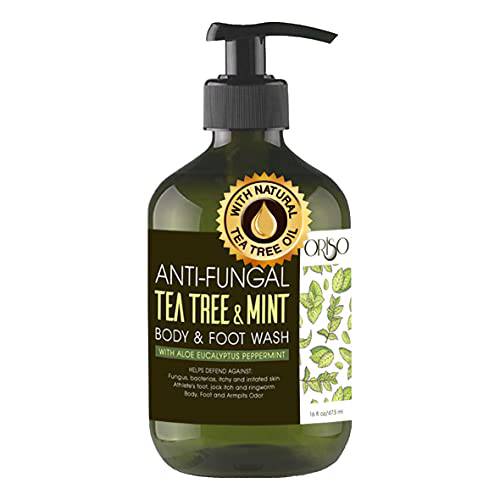 Tea Tree Body Wash with Mint for Women and Men - Helps Acne - Athletes Foot - Jock Itchy - Ringworm - Eczema - Body Odor - Itchy Skin - With Moisturizing Aloe for Hydrating Sensitive Skin - 16oz