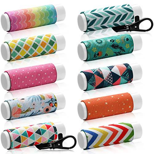 10 Pack Lip Balm Holder Keychain Compact Clip On lipstick Holder Lip Gloss Holder Keychain Elastic lipstick Sleeve Clip for Large Fat Lip Balm (Classic Style)
